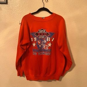 Vintage Denver Broncos Sweatshirt L Orange Super Bowl 22 80s NFL Football